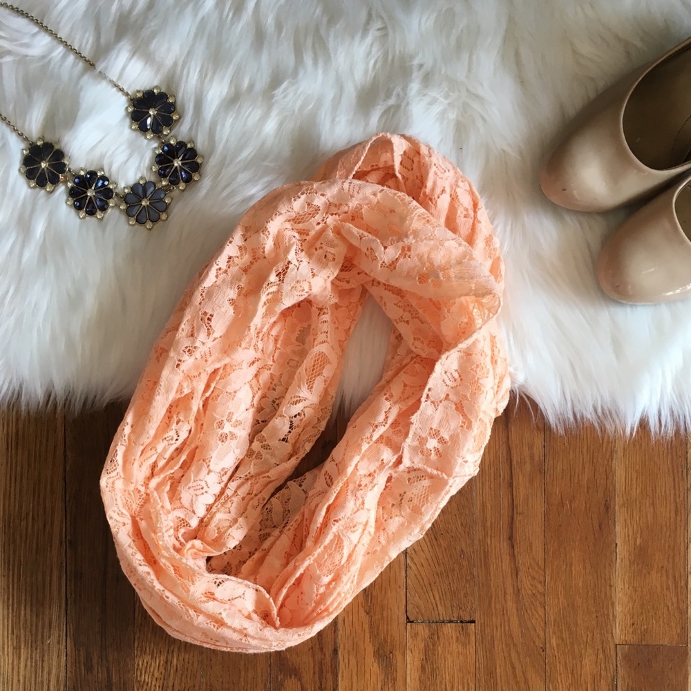 🌸 Charlotte Russe 🌸 peach lace infinity scarf